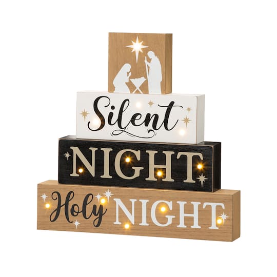 Glitzhome® 12" LED Lighted Nativity Block Word Sign | 12" x 2" x 12" | Michaels®